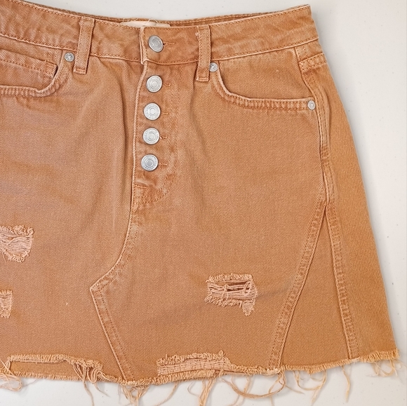 We The Free Rust Boho Distressed 100% Cotton Sz 26 Denim Mini Skirt - Picture 5 of 12